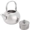 Tekanna i rostfritt stål i 304, platt botten, induktionskokare, vattenkokare, tekanna med filter, silver, 16 cm, 1,2 l