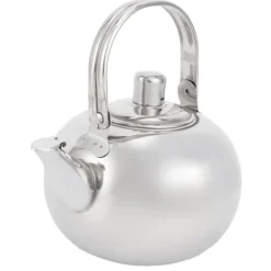 Tekanna i rostfritt stål i 304, platt botten, induktionskokare, vattenkokare, tekanna med filter, silver, 16 cm, 1,2 l