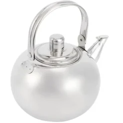 Tekanna i rostfritt stål i 304, platt botten, induktionskokare, vattenkokare, tekanna med filter, silver, 16 cm, 1,2 l