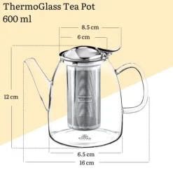 Tekanna termoglas Wilmax 600 ml