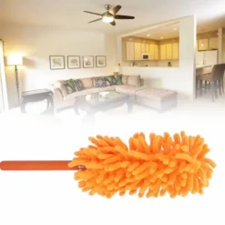 Teleskopisk Dammmvippa Avtagbar Tvättbar 72cm Chenille Dammborttagningsverktyg För Hemstädning Orange