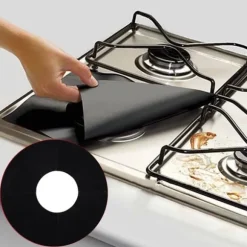 Återanvändbar gasspisskyddssats i glasfiber (6 st) - köksredskap (svart)