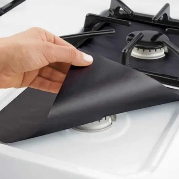 Återanvändbar gasspisskyddssats i glasfiber (6 st) - köksredskap (svart)