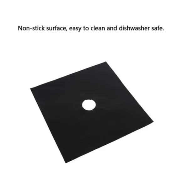 Återanvändbar gasspisskyddssats i glasfiber (6 st) - köksredskap (svart)