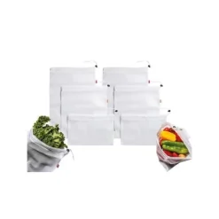 Återanvändbar väska - Set med 6 väskor - Självlåsande stängning - PET-material