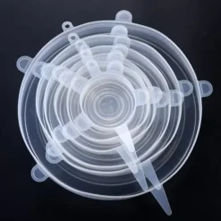 Återanvändbara silikonlock, 6 stycken, elastiska, universella, för skål, gryta, mikrovågsugn, lock*FL3044