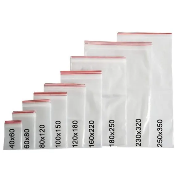 Återförslutbara plastpåsar - APLI - 60 x 80 mm - PE 50µ - Pack med 100 - Hygieniska