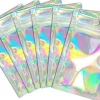 Återförslutningsbara aluminiumfoliepåsar (50 st), perfekta för festförvaring, holografiska färger, 7,5*12 cm
