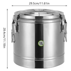 Termobehållare för mat - Rund termo-hink - 10 l - Metall - Isolerad för varmhållning - Ljusgrå