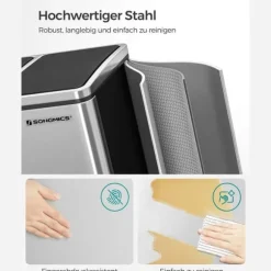 Återvinningsbehållare, 61x34x55,5 cm, Silver och Svart