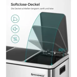 Återvinningsbehållare, 61x34x55,5 cm, Silver och Svart