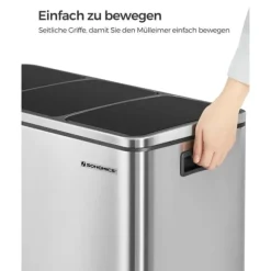 Återvinningsbehållare, 61x34x55,5 cm, Silver och Svart