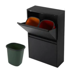 Återvinningskorg, 4 fack, modern design,svart