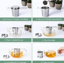 Tesil i bulk, tesil i 304 rostfritt stål med lock och droppbricka