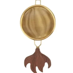 Tesil med handtag Lätt att rengöra Stor kapacitet rostfritt stål Kung Fu tefilter Tetillbehör Guld valnöt