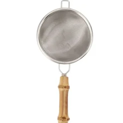 Tesil med handtag Lätt att rengöra Stor kapacitet rostfritt stål Kung Fu tefilter Tetillbehör Silver Bambu