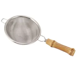 Tesil med handtag Lätt att rengöra Stor kapacitet rostfritt stål Kung Fu tefilter Tetillbehör Silver Bambu