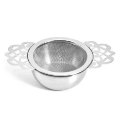 Tesilar med droppskål Tesil i rostfritt stål Tefilter med dubbla handtag