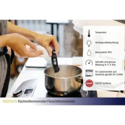 TFA Dostmann 30.1061.01 Kökstermometer °C/°F-format, Babykost, Käftar, Stek, Medborgare, Fett, Flytande ämnen, Halvfast