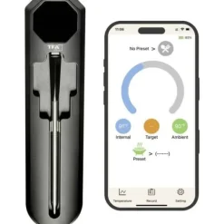 TFA Dostmann SMART BBQ KÖKSCHEF 2 gas, grillvagn, boll, mixad, mobil gasgrill, rökare, svängande Th