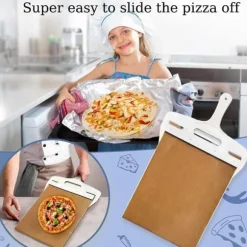 The Art of Pizza - Den perfekta pizzaspaden, glidande pizzaskal Non-stick pizzaöverföringsskyffel i trä, glidande pizzaskal (52,5*35 cm)