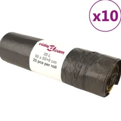 The Living Store Avfallspåsar med dragsnöre 250 st svart 35 L - Soppåsar