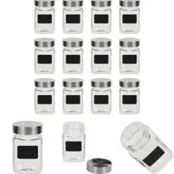 The Living Store Förvaringsburkar i glas med etiketter 12 st 300 ml - Kakburkar