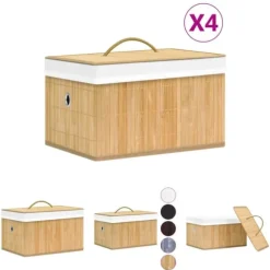 The Living Store Förvaringslådor bambu 4 st - Förvaringslådor