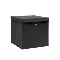The Living Store Förvaringslådor med lock 4 st 28x28x28 cm svart - Förvaringslådor