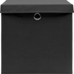 The Living Store Förvaringslådor med lock 4 st 28x28x28 cm svart - Förvaringslådor
