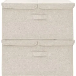 The Living Store Förvaringslåda 2 st tyg 50x30x25 cm gräddvit - Förvaringslådor