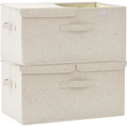 The Living Store Förvaringslåda 2 st tyg 50x30x25 cm gräddvit - Förvaringslådor
