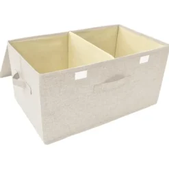 The Living Store Förvaringslåda 2 st tyg 50x30x25 cm gräddvit - Förvaringslådor