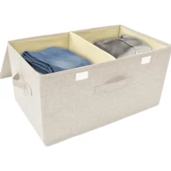 The Living Store Förvaringslåda 2 st tyg 50x30x25 cm gräddvit - Förvaringslådor