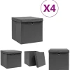 The Living Store Förvaringslådor med lock 4 st 28x28x28 cm grå - Förvaringslådor