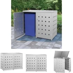 The Living Store Skjul till två sopkärl 240 L rostfritt stål - Ställningar till sopkärl