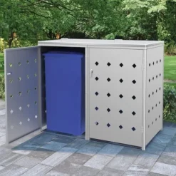 The Living Store Skjul till två sopkärl 240 L rostfritt stål - Ställningar till sopkärl
