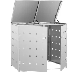 The Living Store Skjul till två sopkärl 240 L rostfritt stål - Ställningar till sopkärl