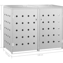 The Living Store Skjul till två sopkärl 240 L rostfritt stål - Ställningar till sopkärl