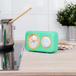 Timer - Fisura - Retro grön kökstimer. Multifunktionell timer med klocka och alarmfunktion. Pomodoro-timer.