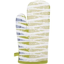 Tjocka kökshandskar i textil, par NICOLE, 100 % bomull, art. 52359, mönster, 8 färger, grön, vit, blå