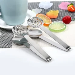 Tång för tepåsar i rostfritt stål - set med 2, runda grepp