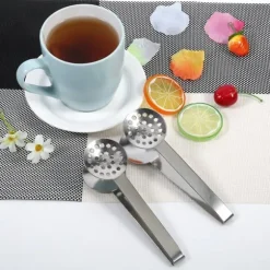 Tång för tepåsar i rostfritt stål - set med 2, runda grepp