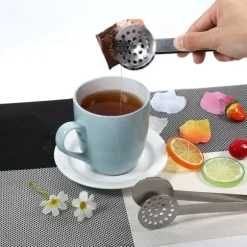 Tång för tepåsar i rostfritt stål - set med 2, runda grepp