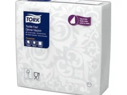 Tork Tork - Servetter av imitationstyg, festservetter, extra mjuka, 1-lagers, premium - Vit