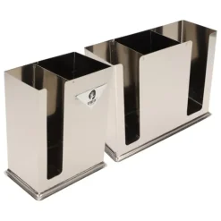 Torkställ i rostfritt stål med 3 fack för ätpinnar, skedar, gafflar och knivar