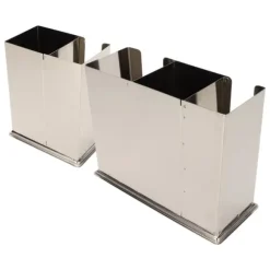 Torkställ i rostfritt stål med 3 fack för ätpinnar, skedar, gafflar och knivar