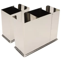 Torkställ i rostfritt stål med 3 fack för ätpinnar, skedar, gafflar och knivar