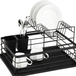 Torkställ i två våningar av svart disk Avtappning 43x32x27cm KINGHOFF KH-1716