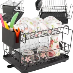 Torkställ 2-nivåer - För tallrikar, glas och bestick